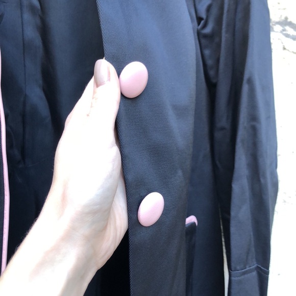 INC international concepts black coat with baby pink leather buttons size medium - Picture 4 of 4